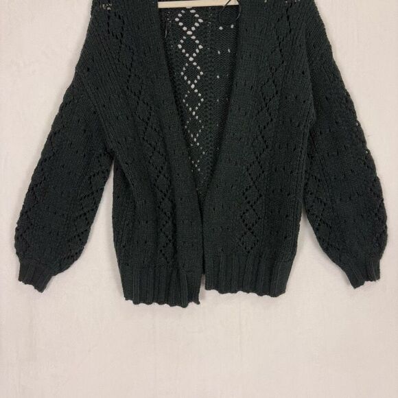 Billabong Women's Black Open Knit Open Front Cardigan Sweater Size Small - Picture 3 of 10
